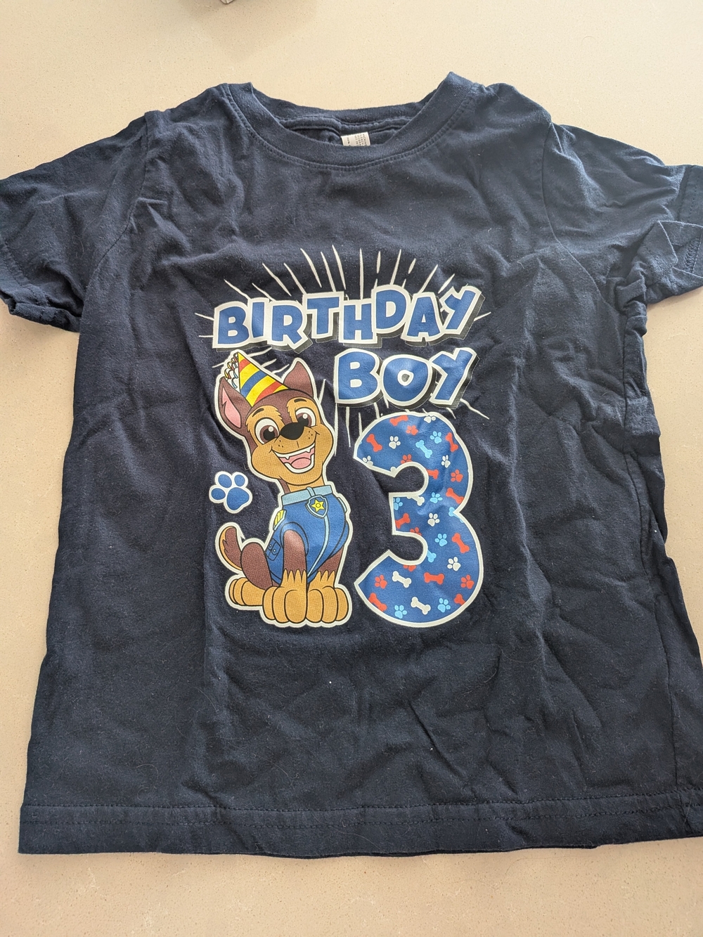 Unbranded Boys' Navy "Birthday Boy 3" Paw Patrol Graphic Tee